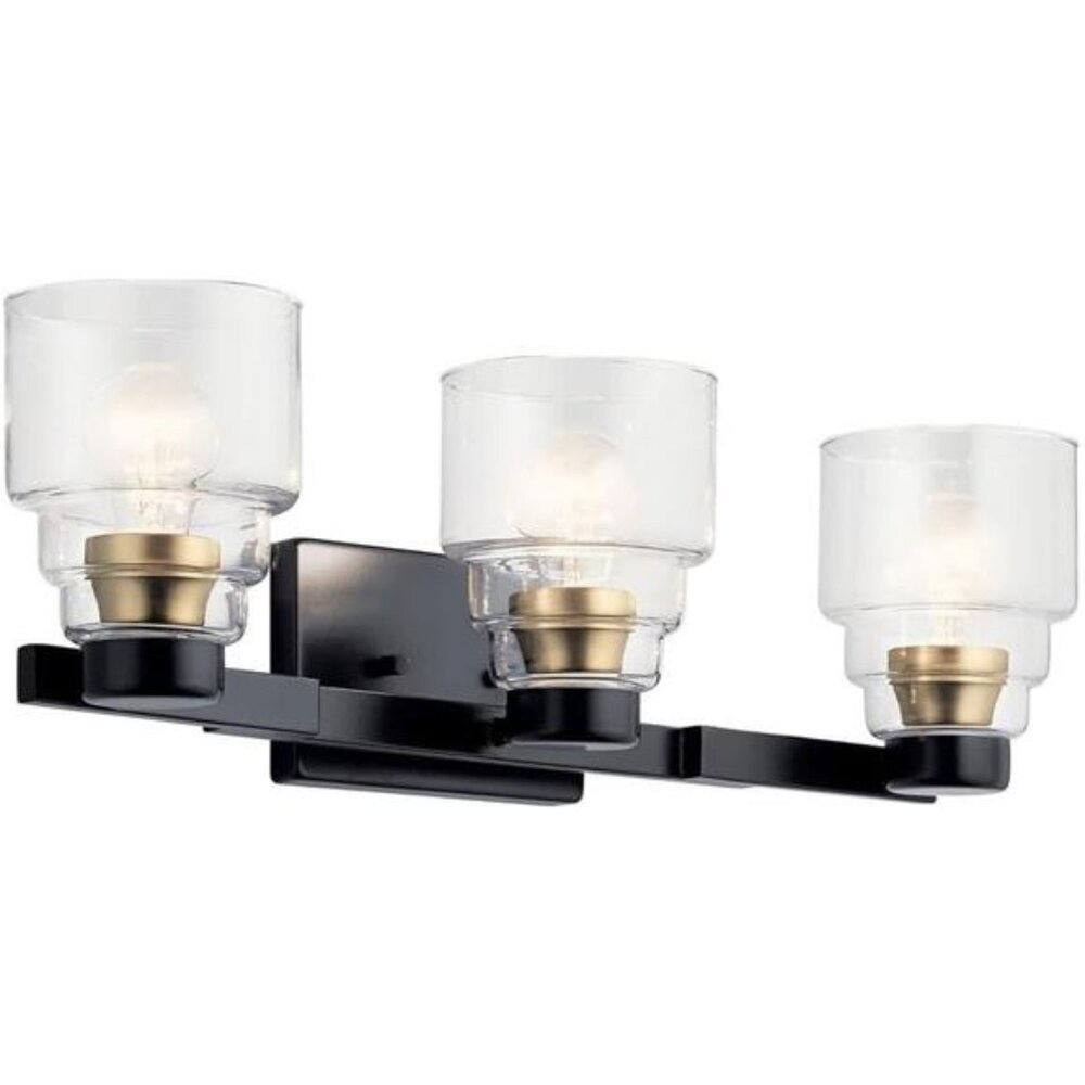Kichler Vionnet 24" 3 Light Vanity Light with Clear Glass in Black